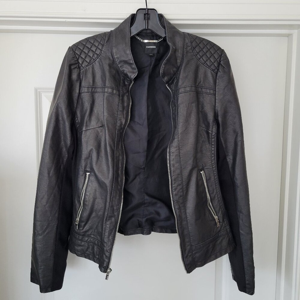 Express black leather jacket